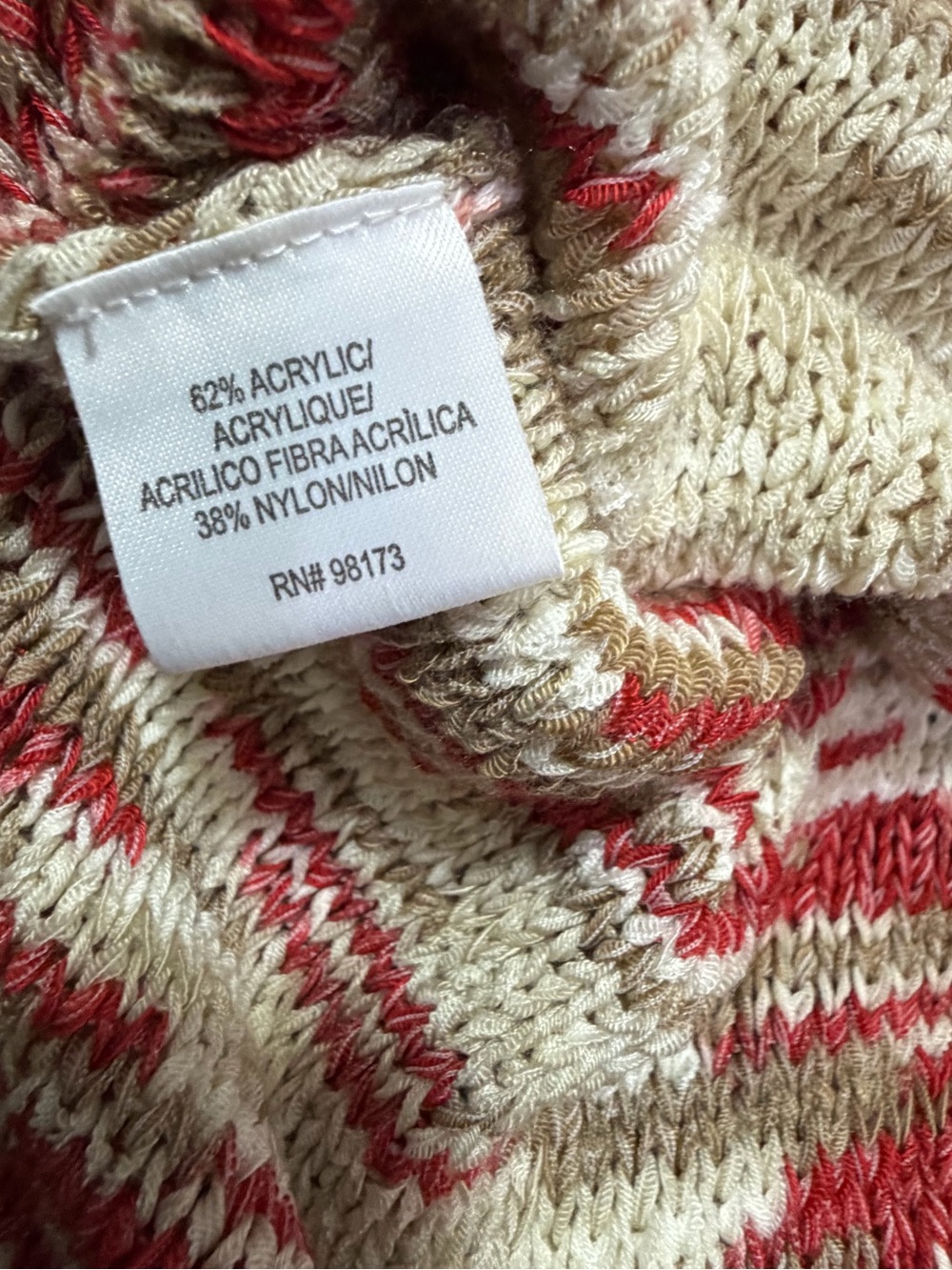 W by Worth Pink & Cream Marled Crewneck Sweater Size Medium - Picture 7 of 8